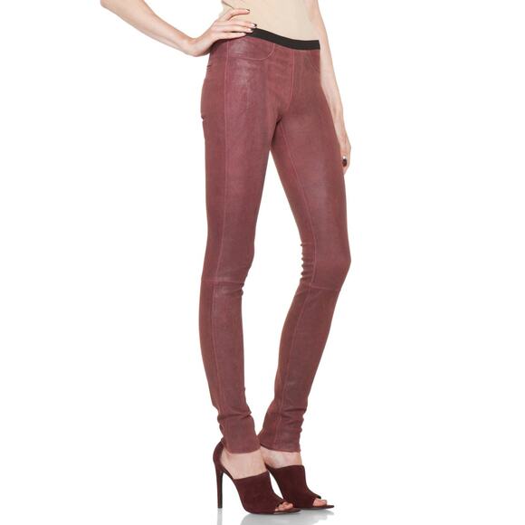 Helmut Lang Patina Cheyenne Leather Legging - XS - Burgundy - Picture 7 of 8
